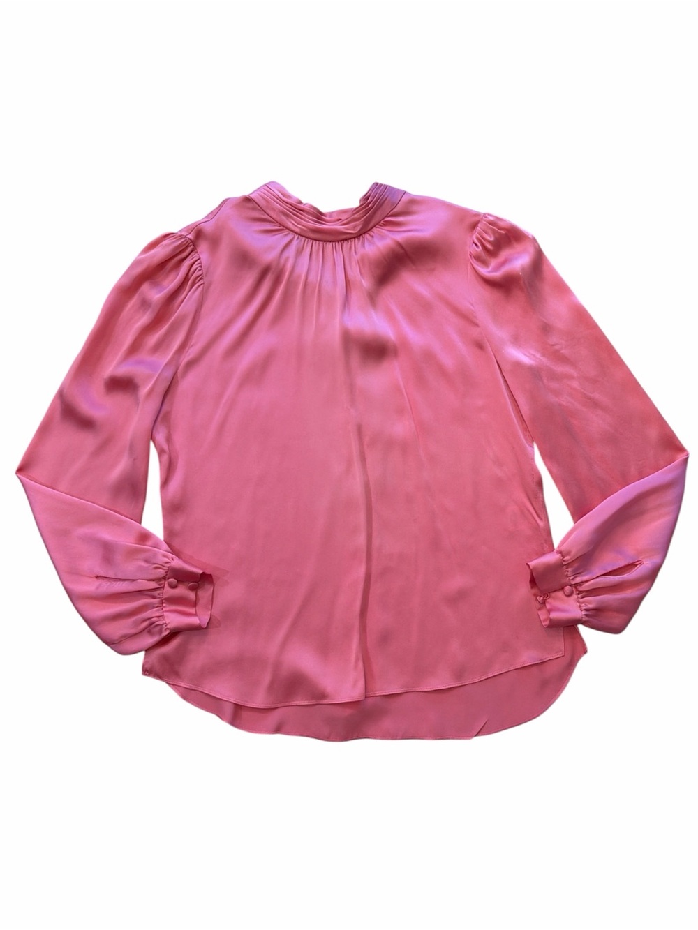 Veronica Beard Chilton Pink Long-Sleeve Mock Neck Blouse